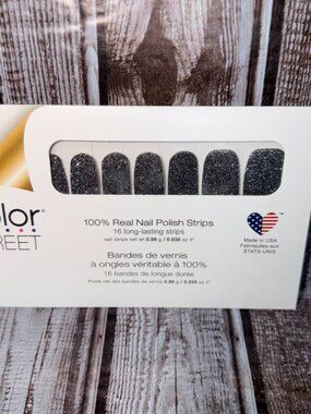 Mind Matters Color Street Nail Polish Strips Black Silver Glitter